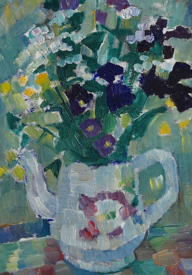 Mid Century Original Floral Still Life Oil Painting from Sweden