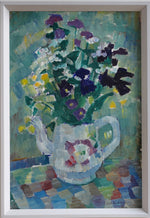 Mid Century Original Floral Still Life Oil Painting from Sweden