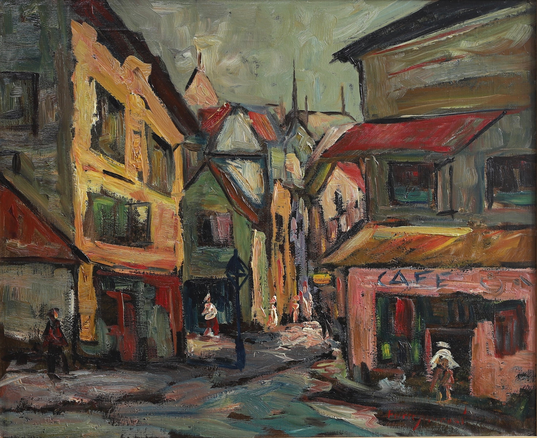 Mid Century Vintage Original Parisian Cityscape Oil Painting
