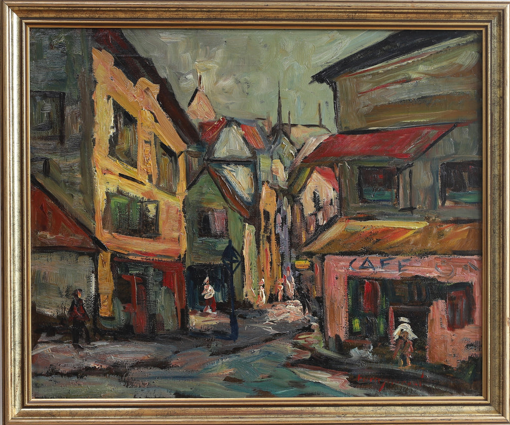 Mid Century Vintage Original Parisian Cityscape Oil Painting