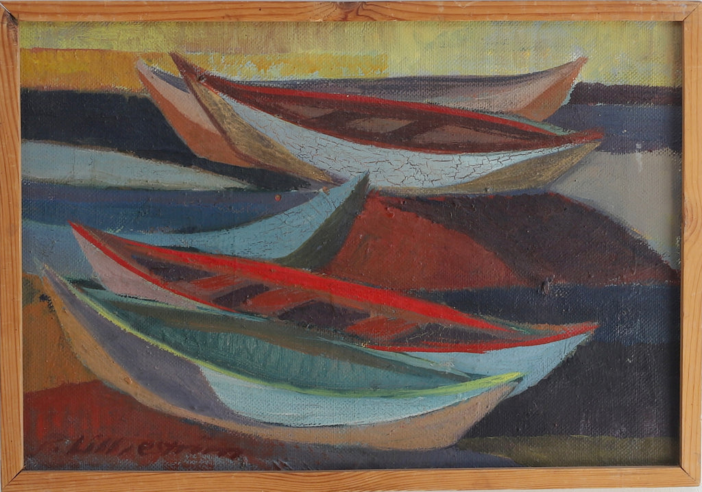 Mid Century Original Coastal Oil Painting From Sweden