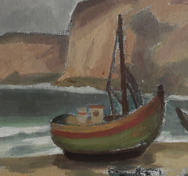 Mid Century Original Coastal Oil Painting From Sweden