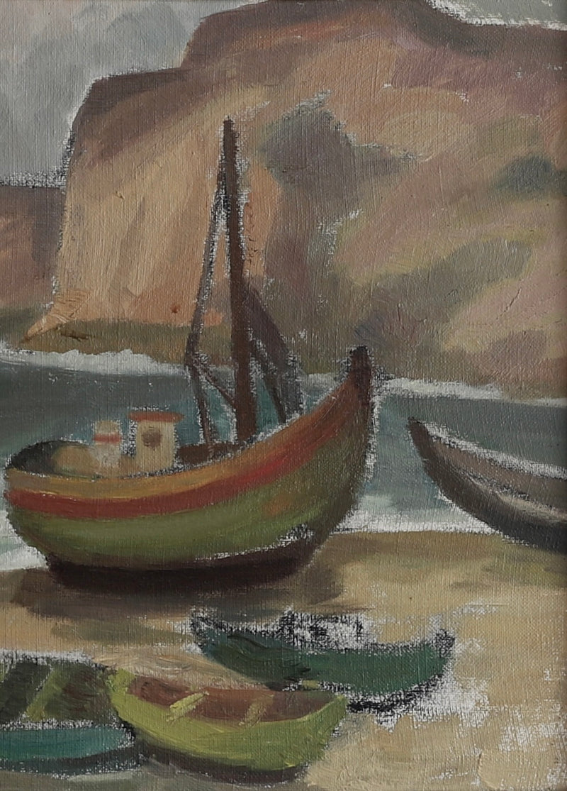 Mid Century Original Coastal Oil Painting From Sweden