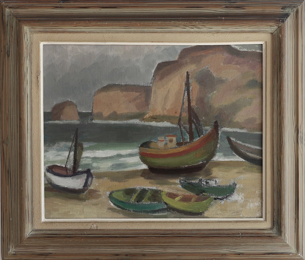 Mid Century Original Coastal Oil Painting From Sweden