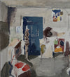 Mid Century Artist Studio Interior Oil Painting From Sweden