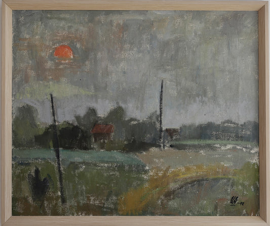 Vintage Art Room Original Landscape Oil Painting Sweden 1942