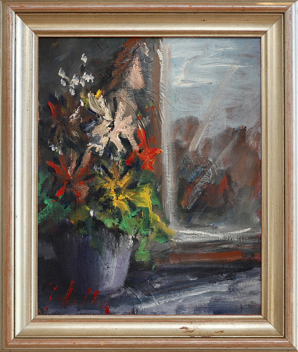 Vintage Art Room Original Floral Oil Painting From Sweden