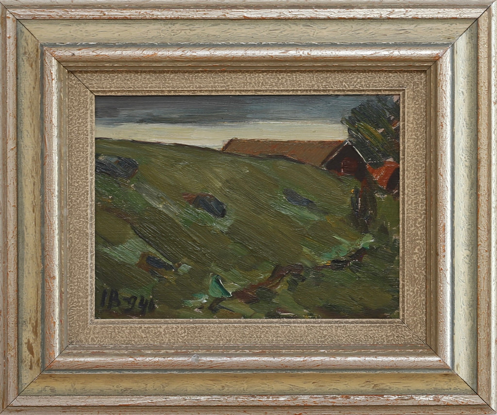 Mid Century Original Vintage Landscape Oil Painting from Sweden