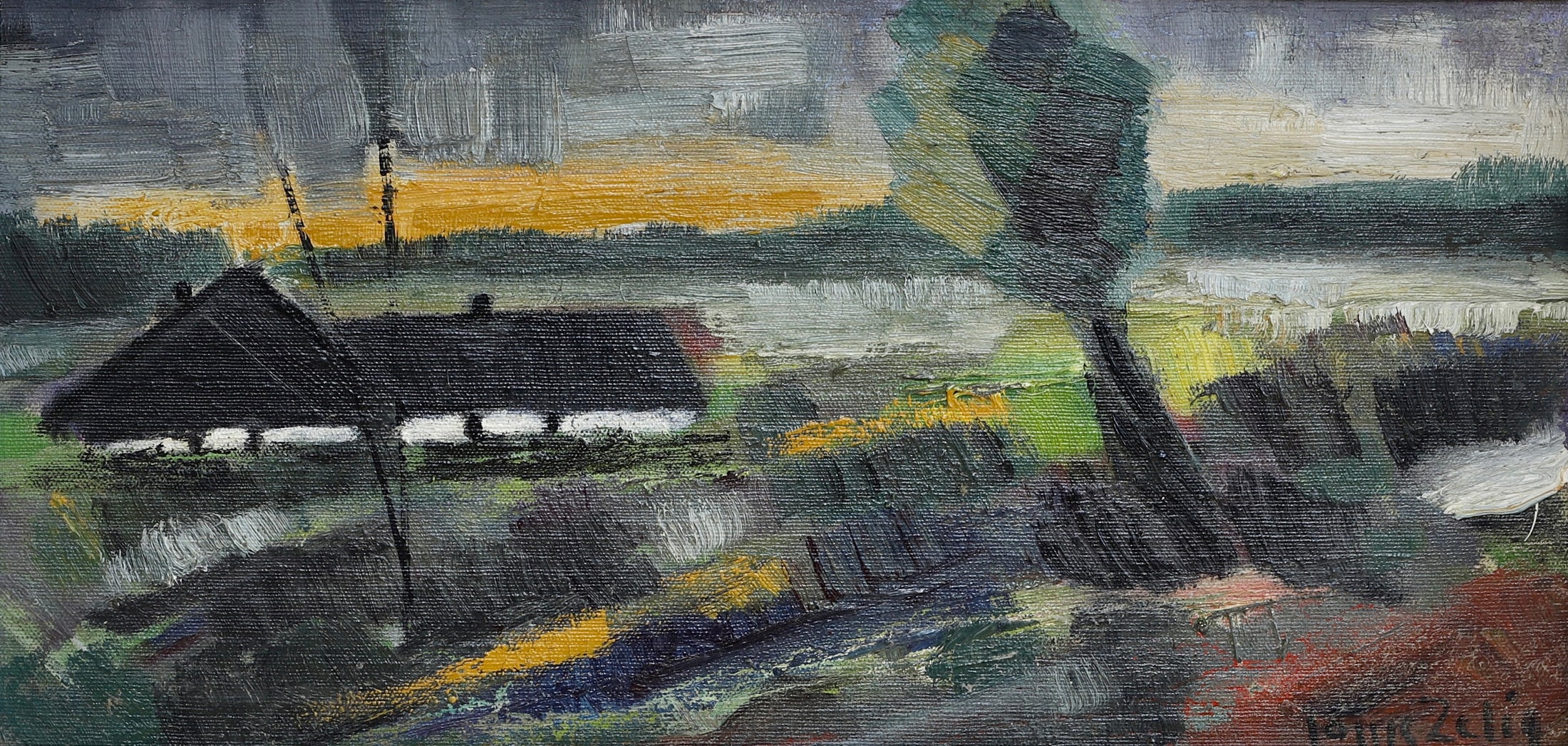 Mid Century Farmhouse Oil Painting