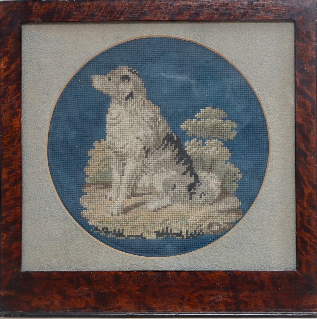 Mid Century Vintage Original Needlepoint of Dog from Sweden