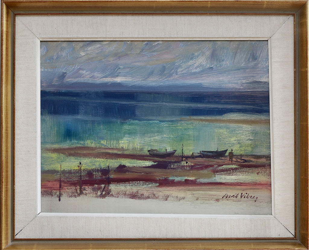 Mid Century Vintage Art Original Oil Painting From Sweden By C Viberg