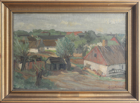 Vintage Art Original Landscape Oil Painting by H Lundström From Sweden
