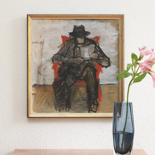 Vintage Art Room Mid Century Character Portrait from Sweden