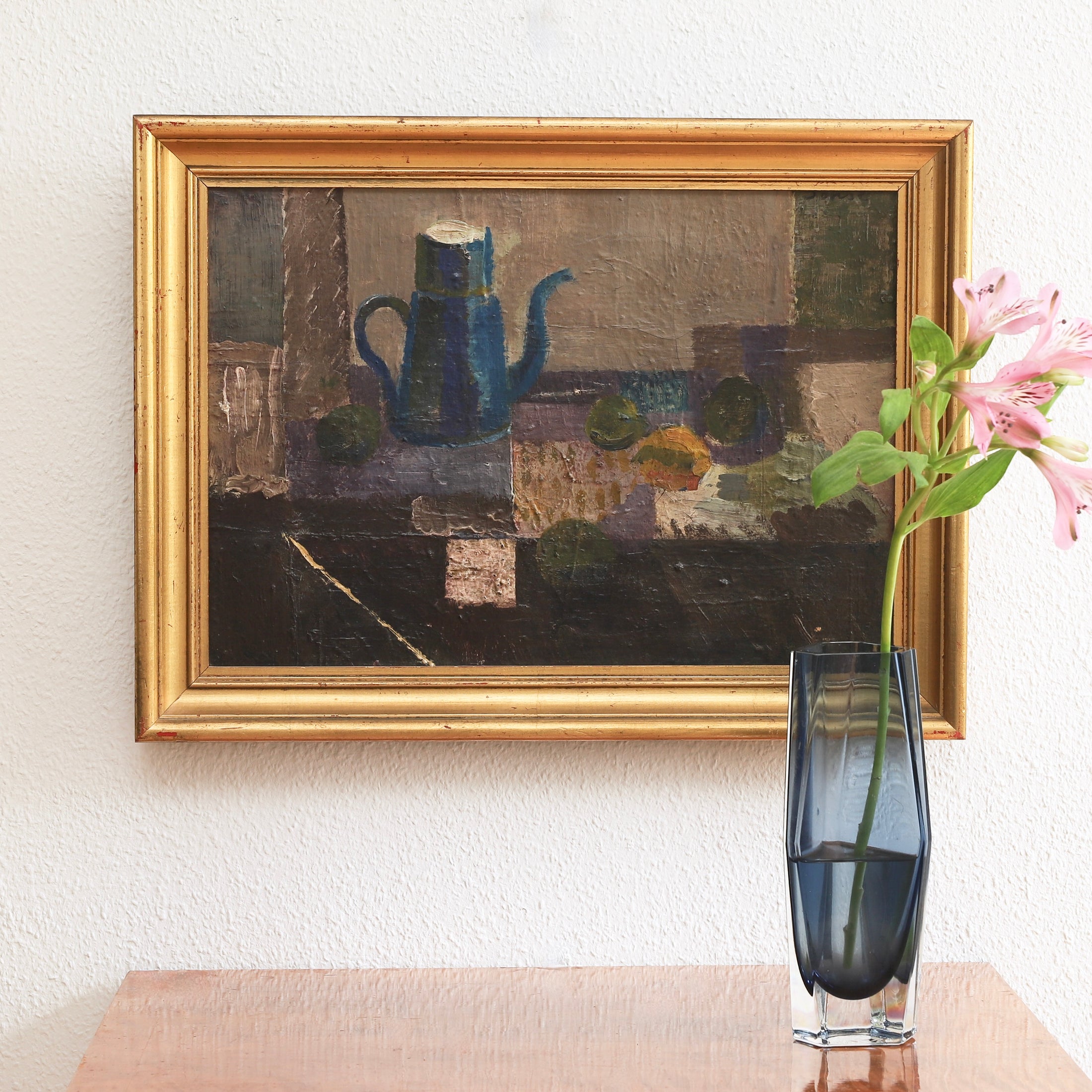 Vintage Mid Century Kitchen Still Life Original Oil Painting