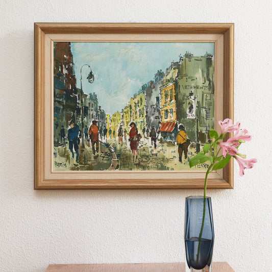 Mid Century Original Parisian Cityscape Oil Painting