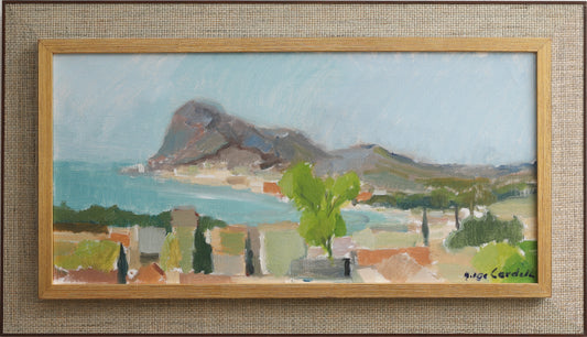 Vintage Mid Century Original Coastal Harbor Oil Painting