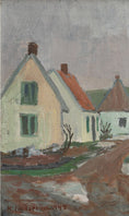 Load image into Gallery viewer, Charming Vintage Countryside Village Oil Painting from Sweden

