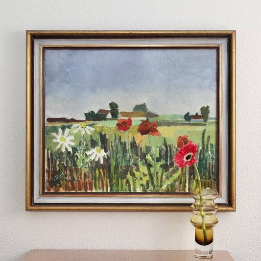 Vintage Mid Century Original Landscape Oil Painting from Sweden