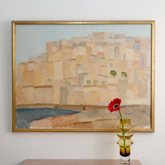 Vintage Art Room Original Coastal Oil Painting from Sweden