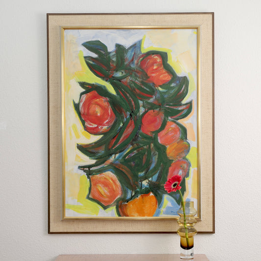 Mid Century Vintage Floral Oil Painting from Sweden