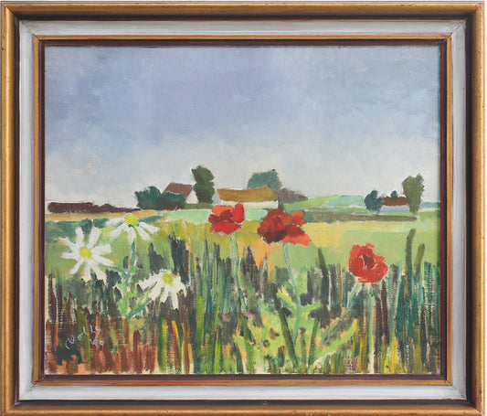 Vintage Mid Century Original Landscape Oil Painting from Sweden