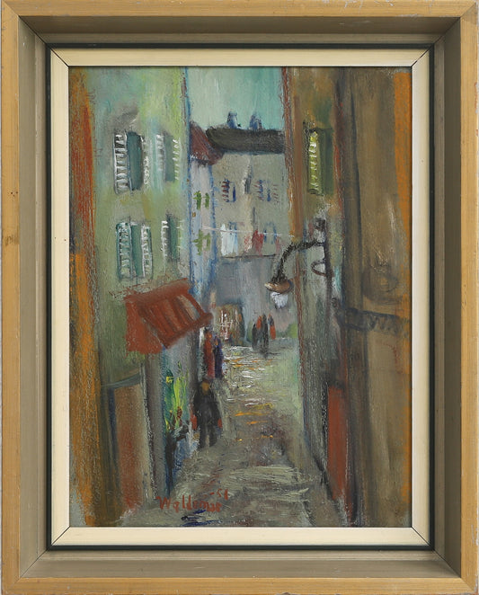 Vintage Art Room European Original street Scene Oil Painting