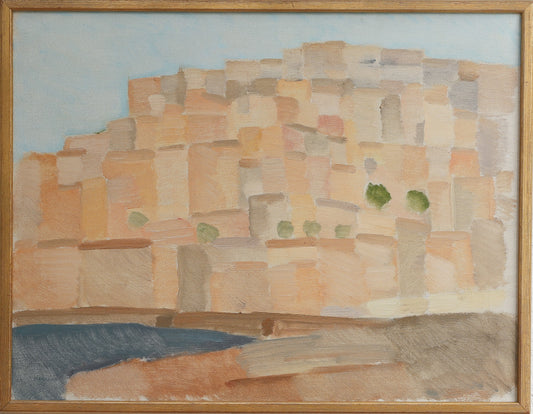 Vintage Art Room Original Coastal Oil Painting from Sweden