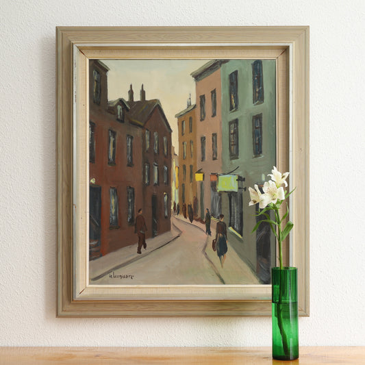 Mid Century Vintage Art Original Oil Painting from Sweden