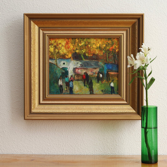 Mid Century Original Framed Oil Painting from Sweden