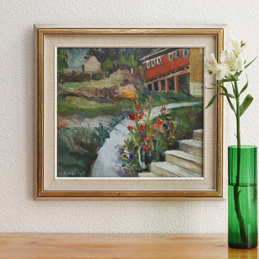 Mid Century Orignal Garden Painting from Sweden