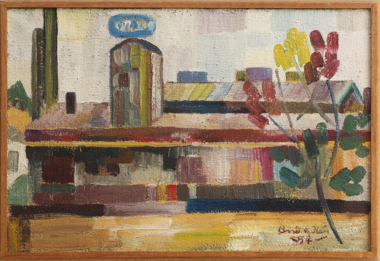 Vintage Mid Century Cityscape from Sweden 1957