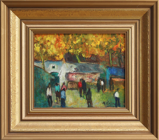 Mid Century Original Framed Oil Painting from Sweden