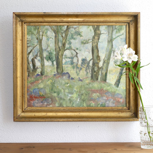 Mid Century Oil Painting By Listed Artist Martin Lindström Dated 1959 from Sweden