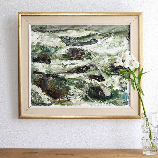 Mid Century Vintage Seascape from Sweden by O Wessbohn