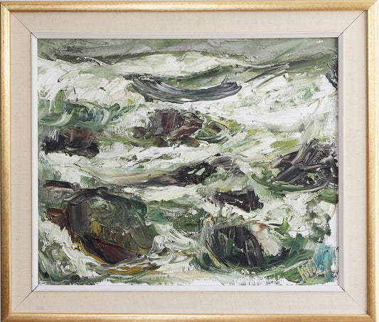 Mid Century Vintage Seascape from Sweden by O Wessbohn