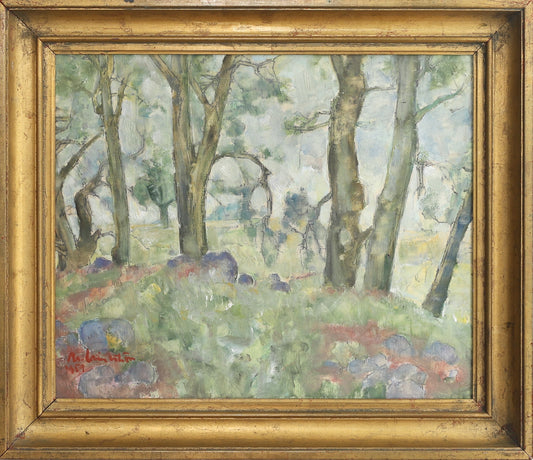 Mid Century Oil Painting By Listed Artist Martin Lindström Dated 1959 from Sweden