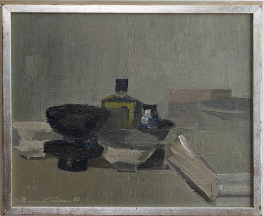Mid Century Original Still Life Painting from Sweden 1956