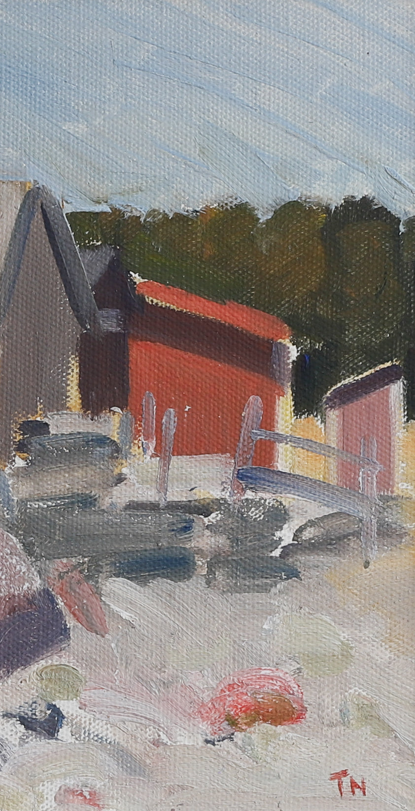 Mid Century Original Oil Painting from Sweden by Tage Nilsson