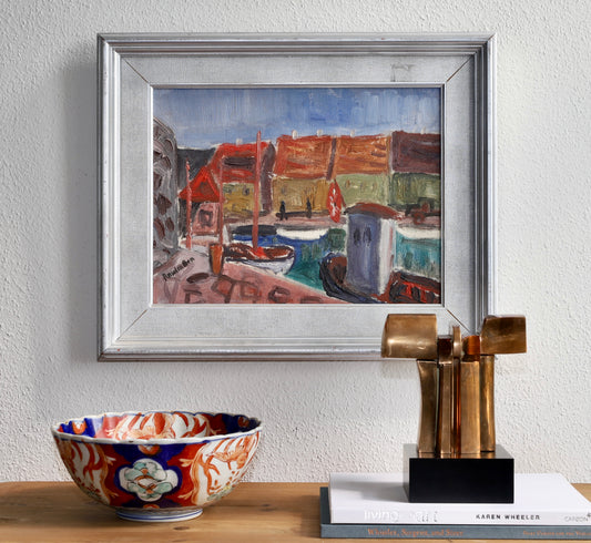 Mid Century Vintage Art Original Oil Painting from Sweden