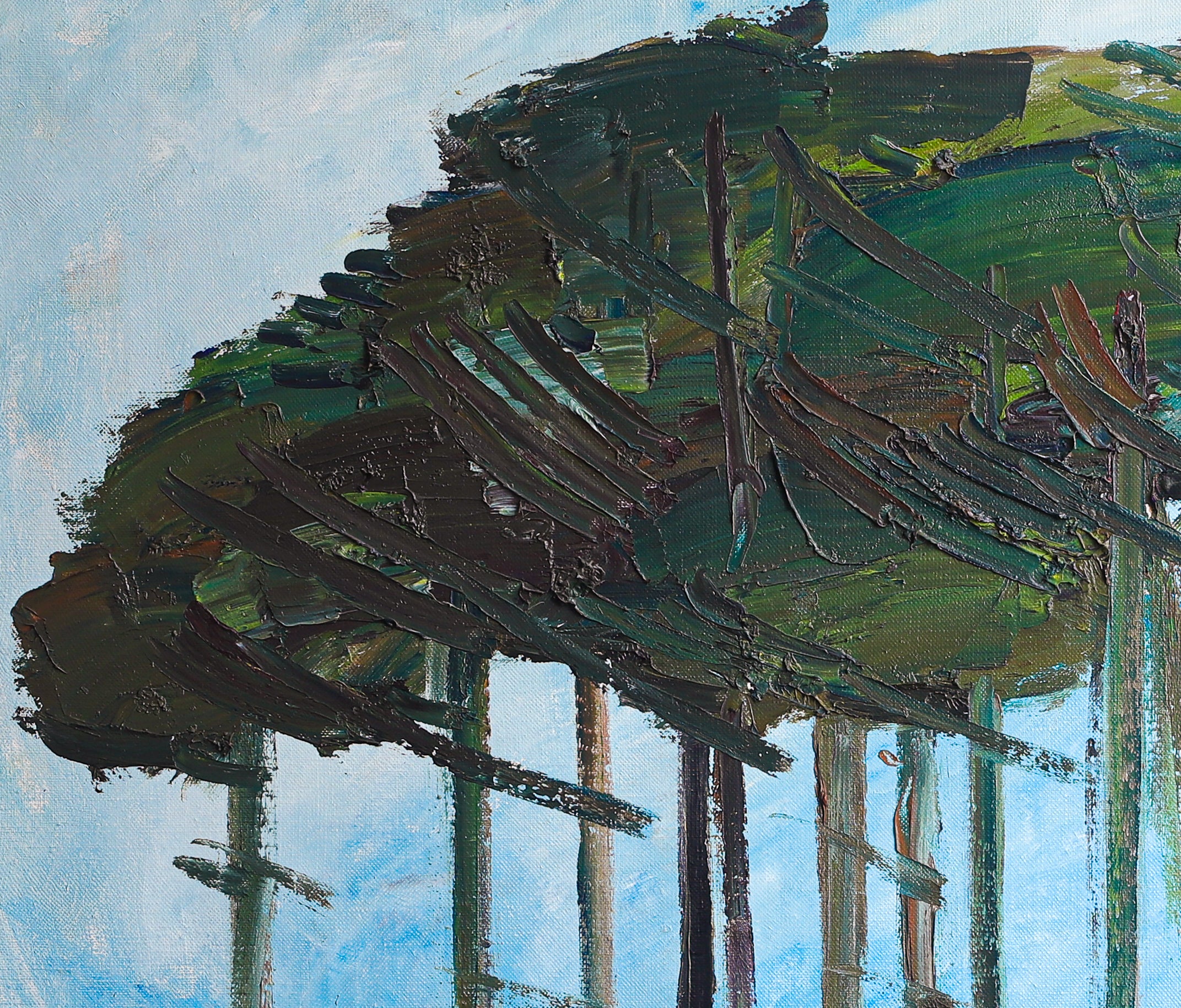 Mid Century Vintage Art Room Original Landscape Oil Painting from Sweden