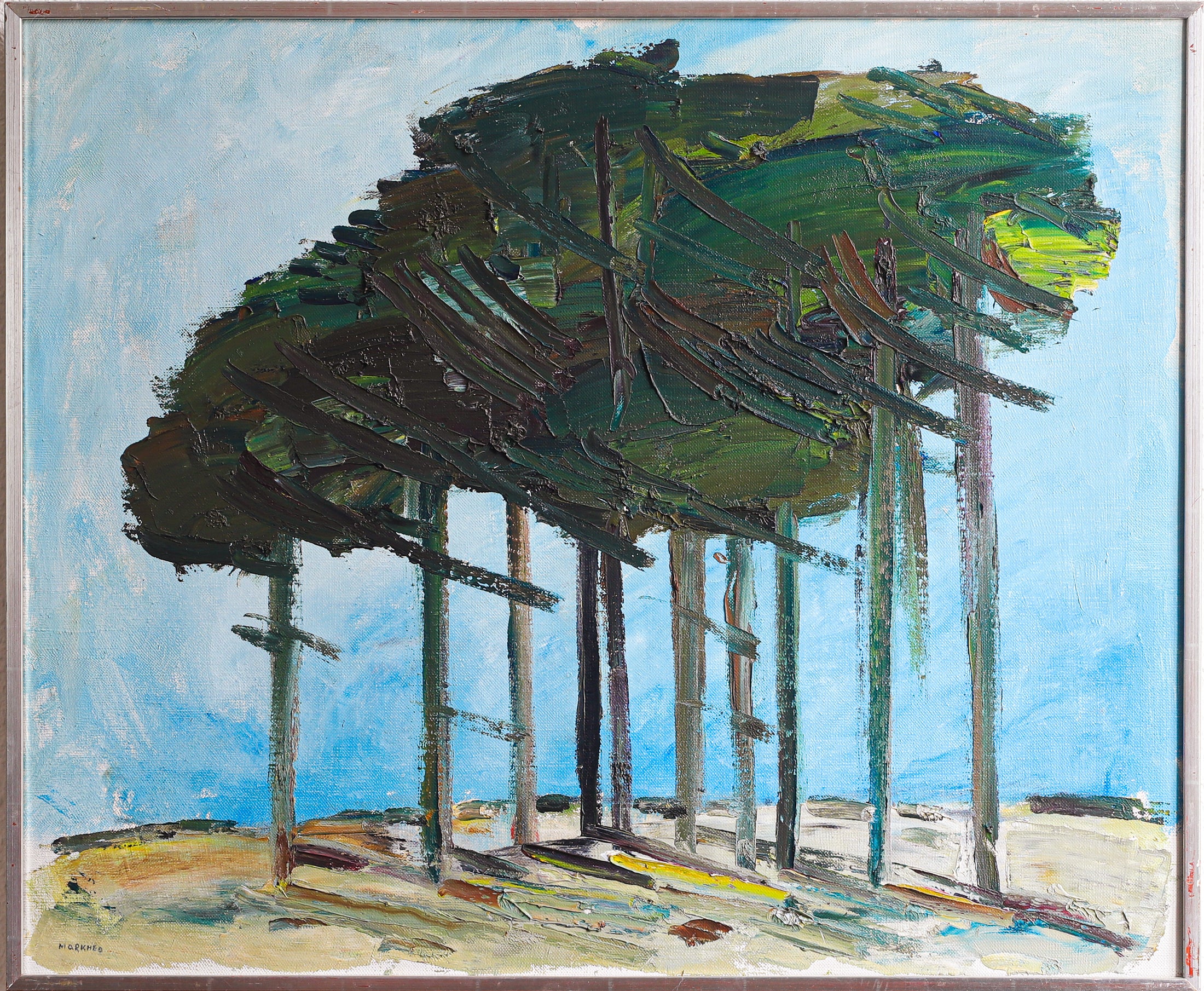 Mid Century Vintage Art Room Original Landscape Oil Painting from Sweden