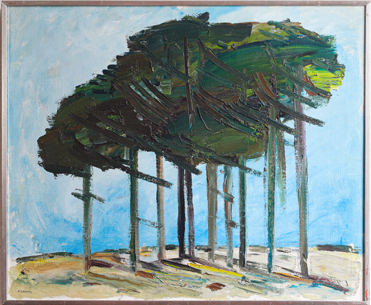 Mid Century Vintage Art Room Original Landscape Oil Painting from Sweden