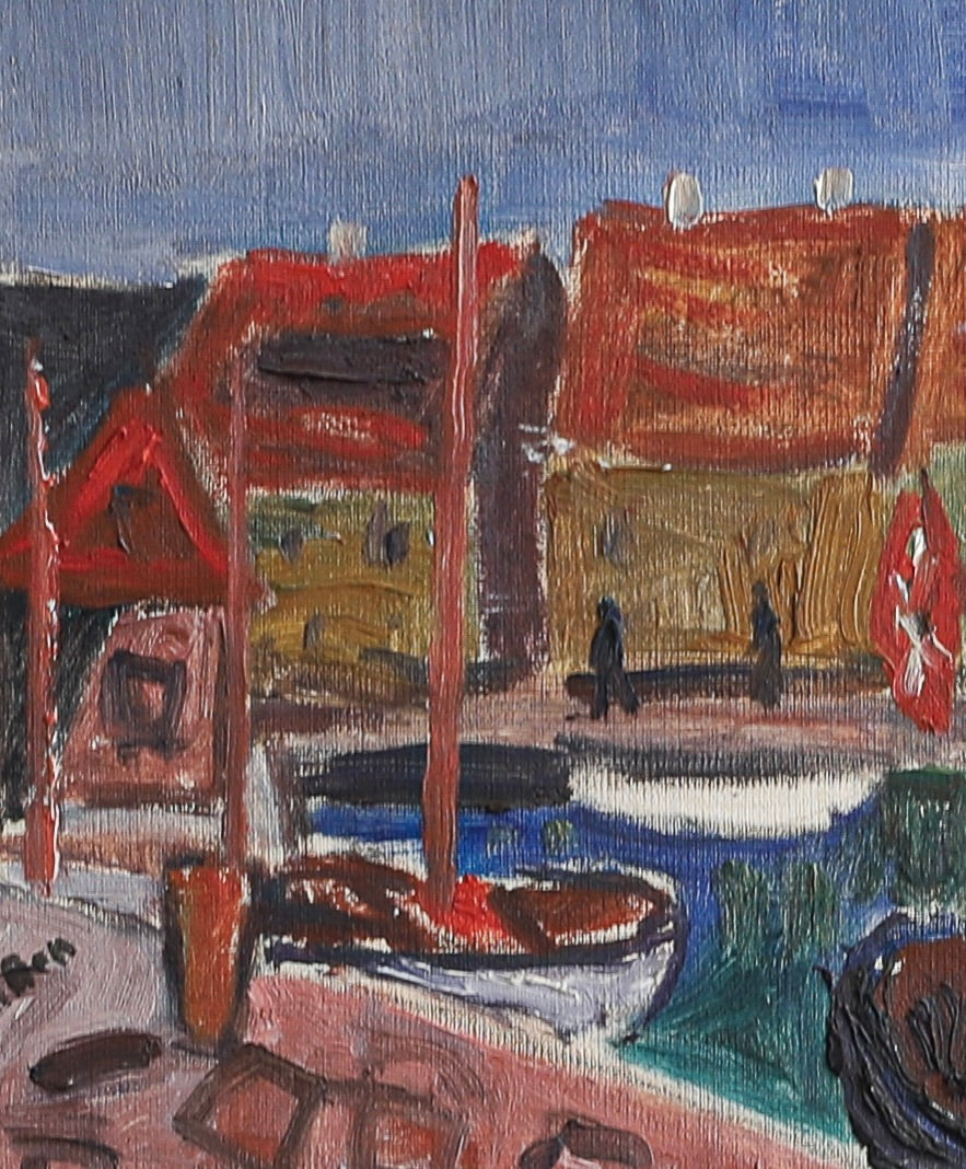 Mid Century Vintage Art Original Oil Painting from Sweden