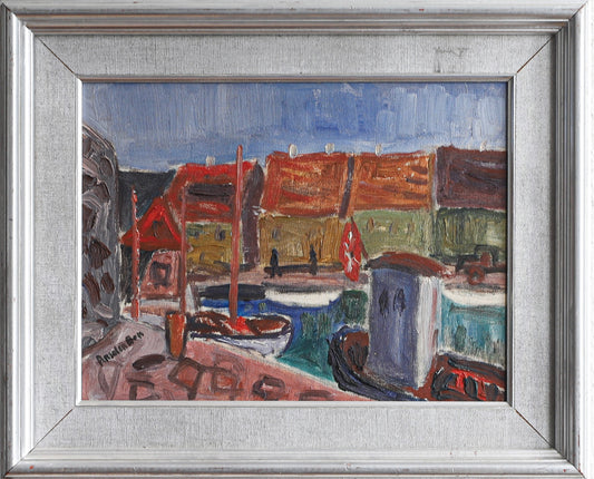 Mid Century Vintage Art Original Oil Painting from Sweden