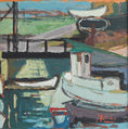 Load image into Gallery viewer, Mid Century Vintage Art Original Harbor Oil Painting
