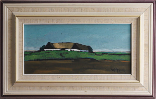 Vintage Original Farmhouse Oil Painting from Sweden