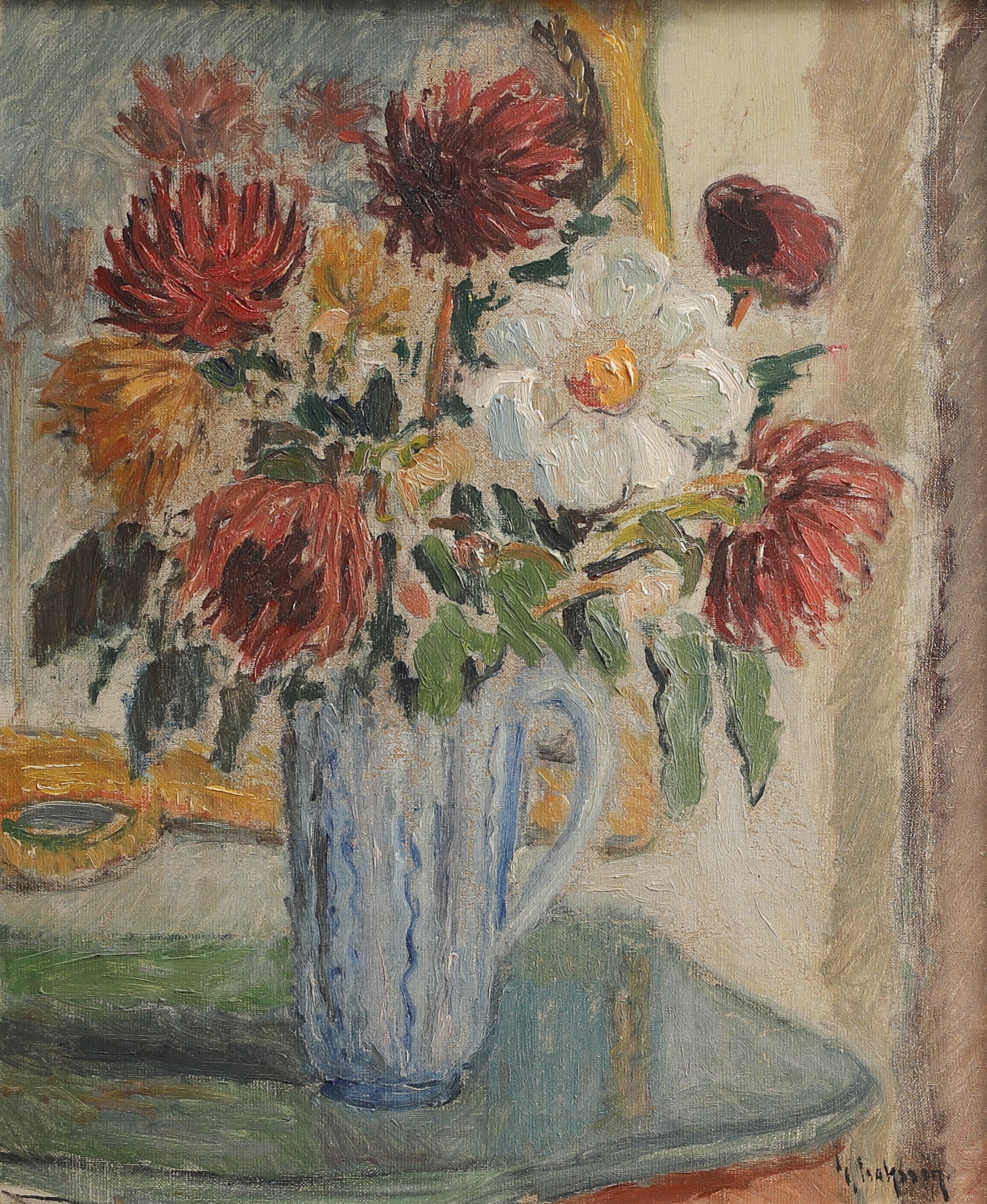 Mid Century Vintage Original Still Life Painting from Sweden