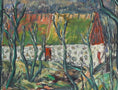 Load image into Gallery viewer, Vintage Mid Century Original Oil Painting of Village Mill
