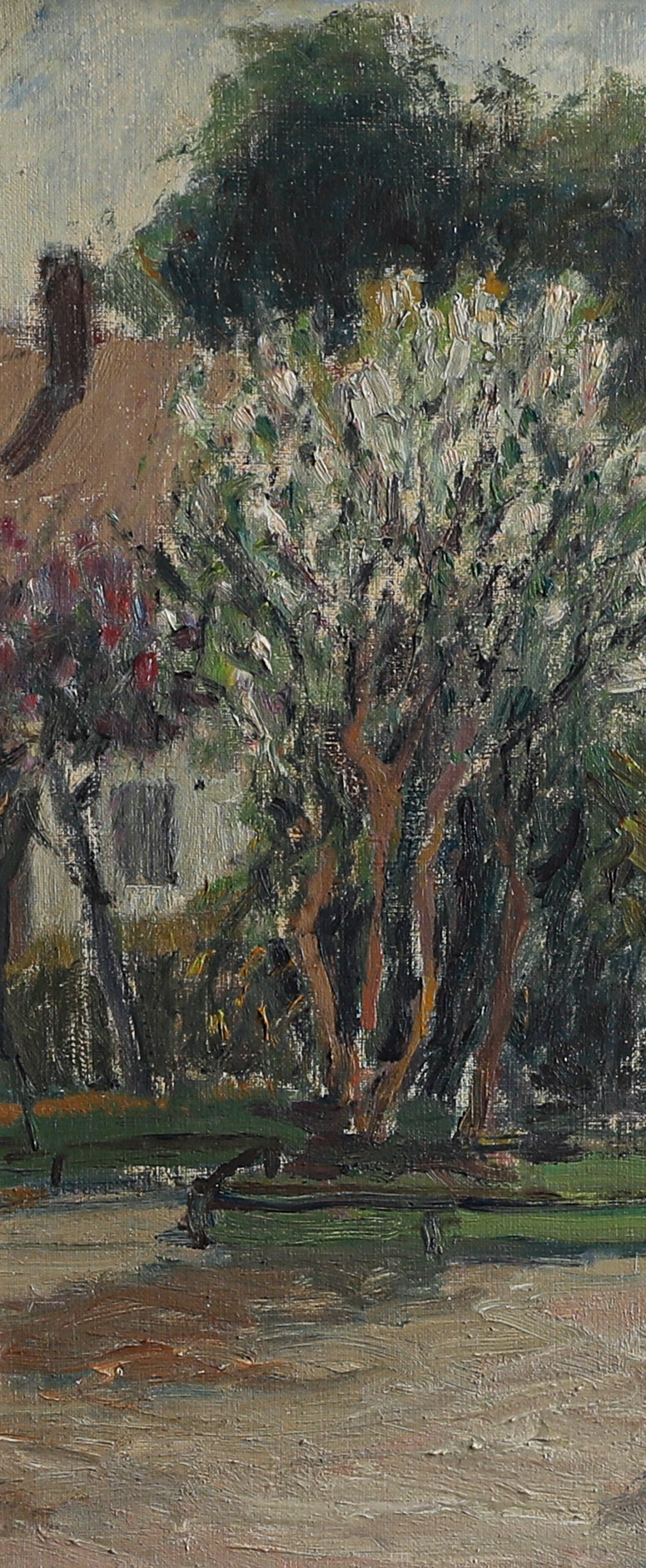 Vintage Original Cityscape Oil Painting from Sweden