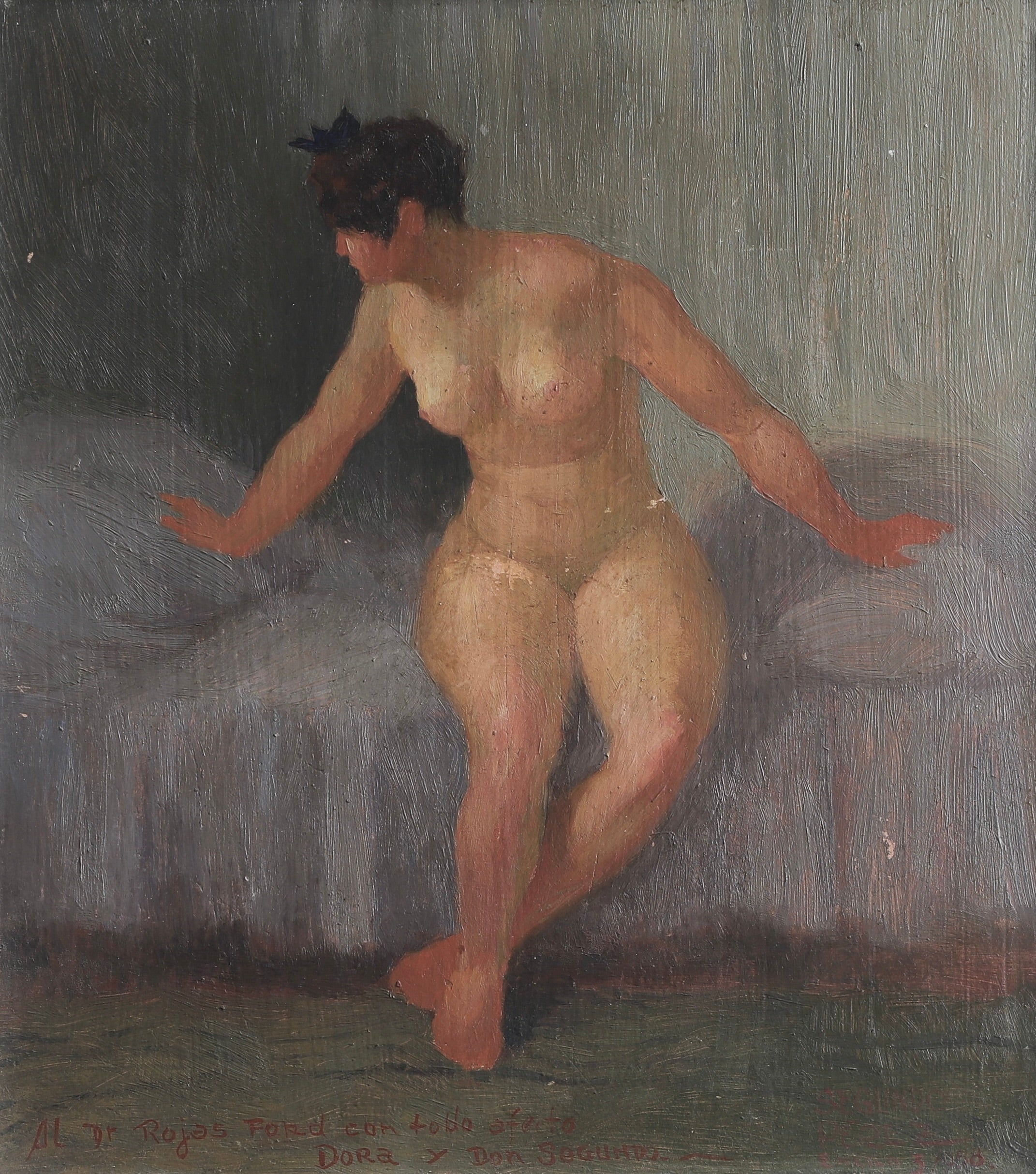 Vintage Figurative Original Oil Painting from Sweden
